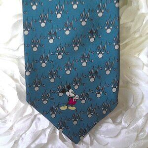 The Tie Works Men's 100% Silk Tie Balancine Made in USA Blue W Mickey EUC